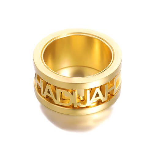 Customized gold jewelry factory personalized spinner rings with names suppliers 3d name ring​ wholesale manufacturers